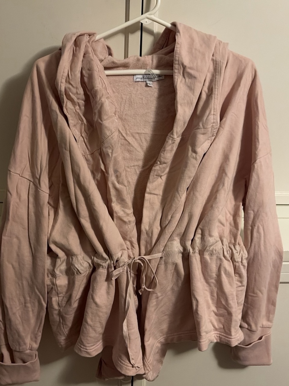 Young Fabulous and Broke Hooded Drawstring Jacket - Light Blush Pink